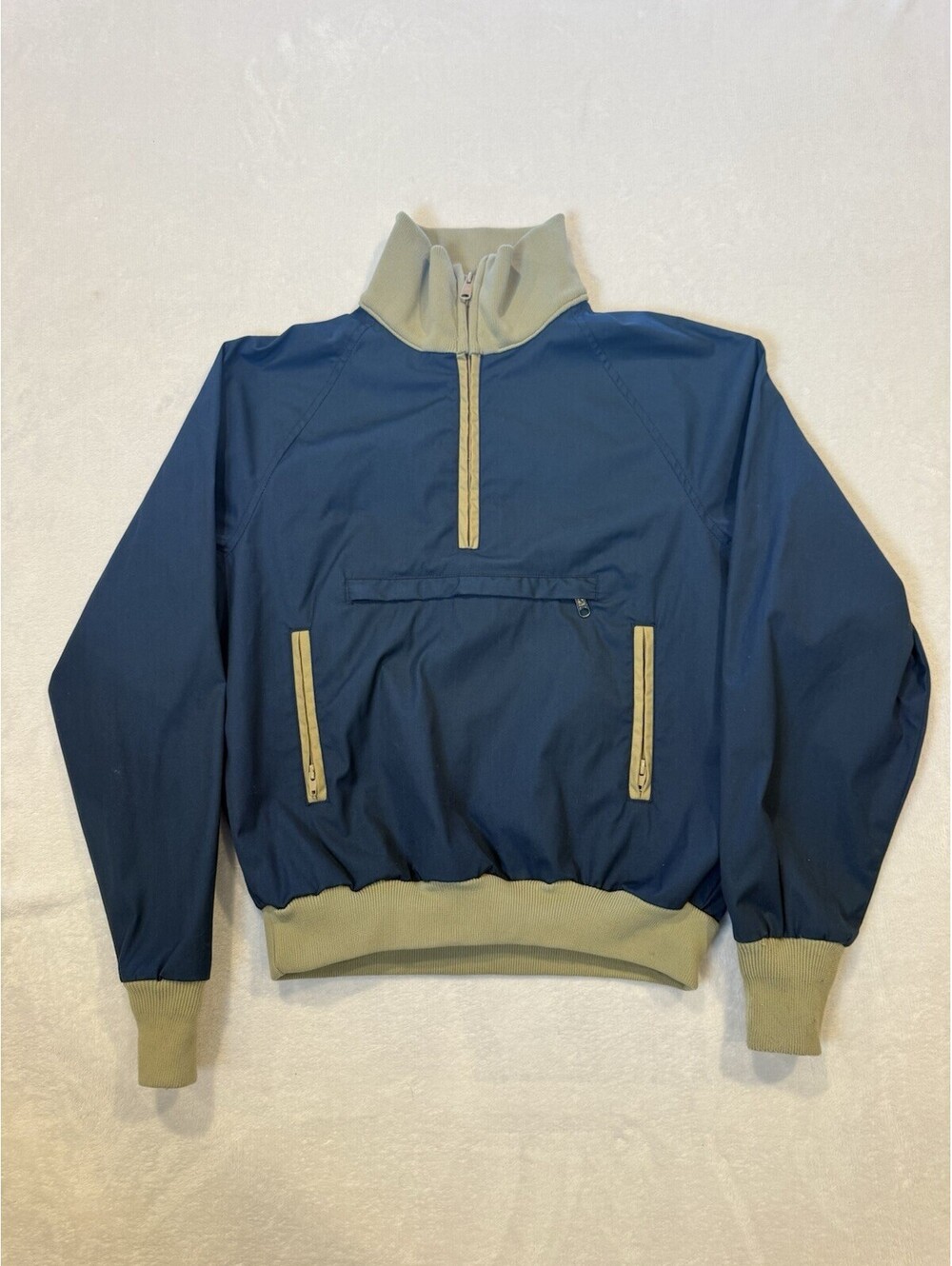 L.L.Bean 80's Anorak Jacket navy Women Sz Medium Blue And Tan